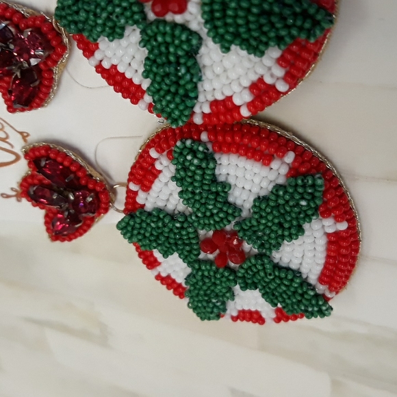 Christmas Seed Bead Earrings NEW - Picture 5 of 8